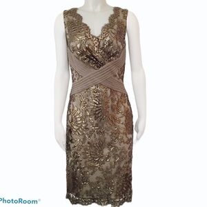 TADASHI SHOJI Embroidered Sequin Lace Sheath Dress Size 4